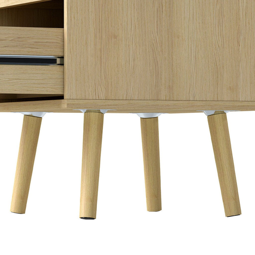 Levede 2x Bedside Tables Set Wooden Side Table Nigntstand Bedroom Rattan Drawers