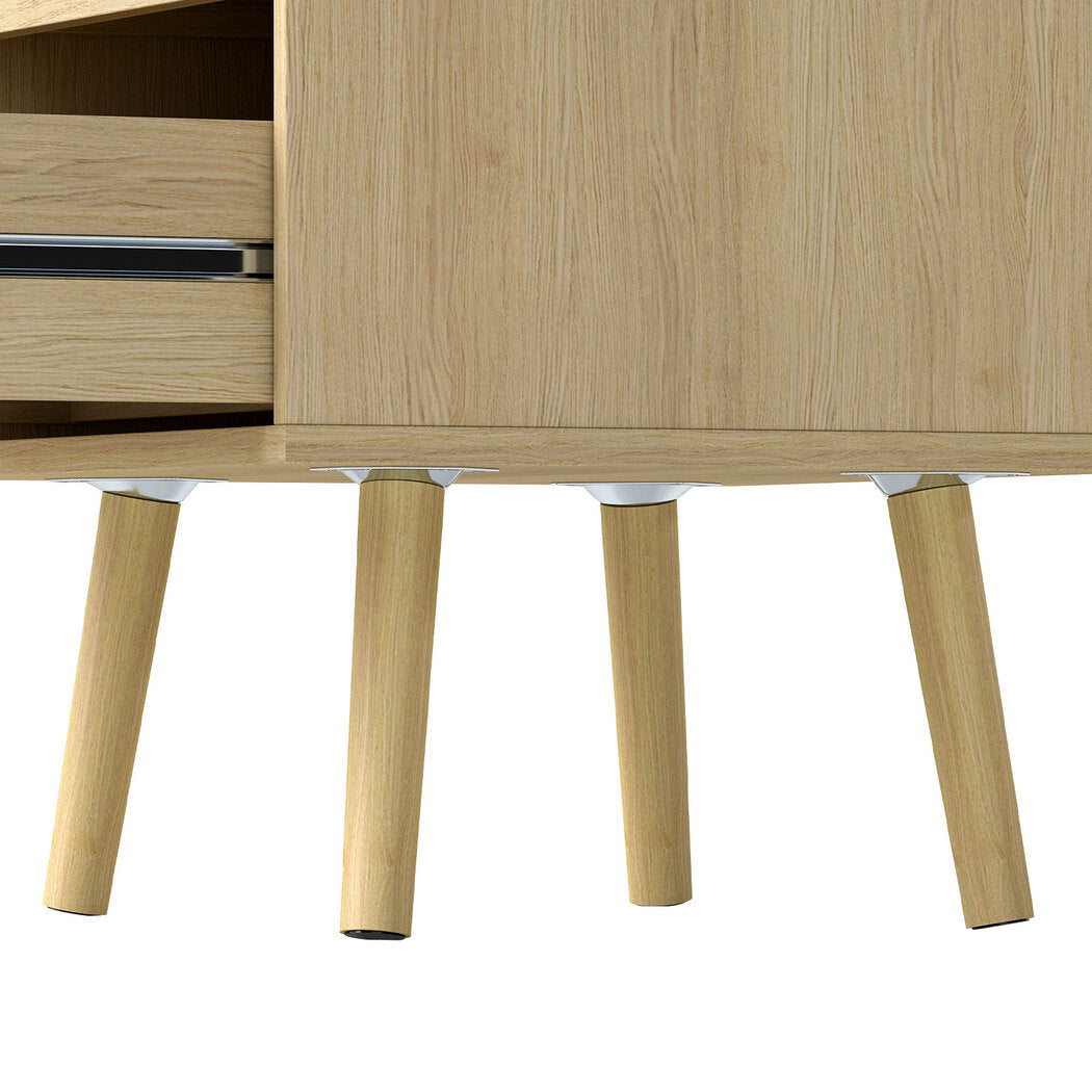Levede 2x Bedside Tables Set Wooden Side Table Nigntstand Bedroom Rattan Drawers