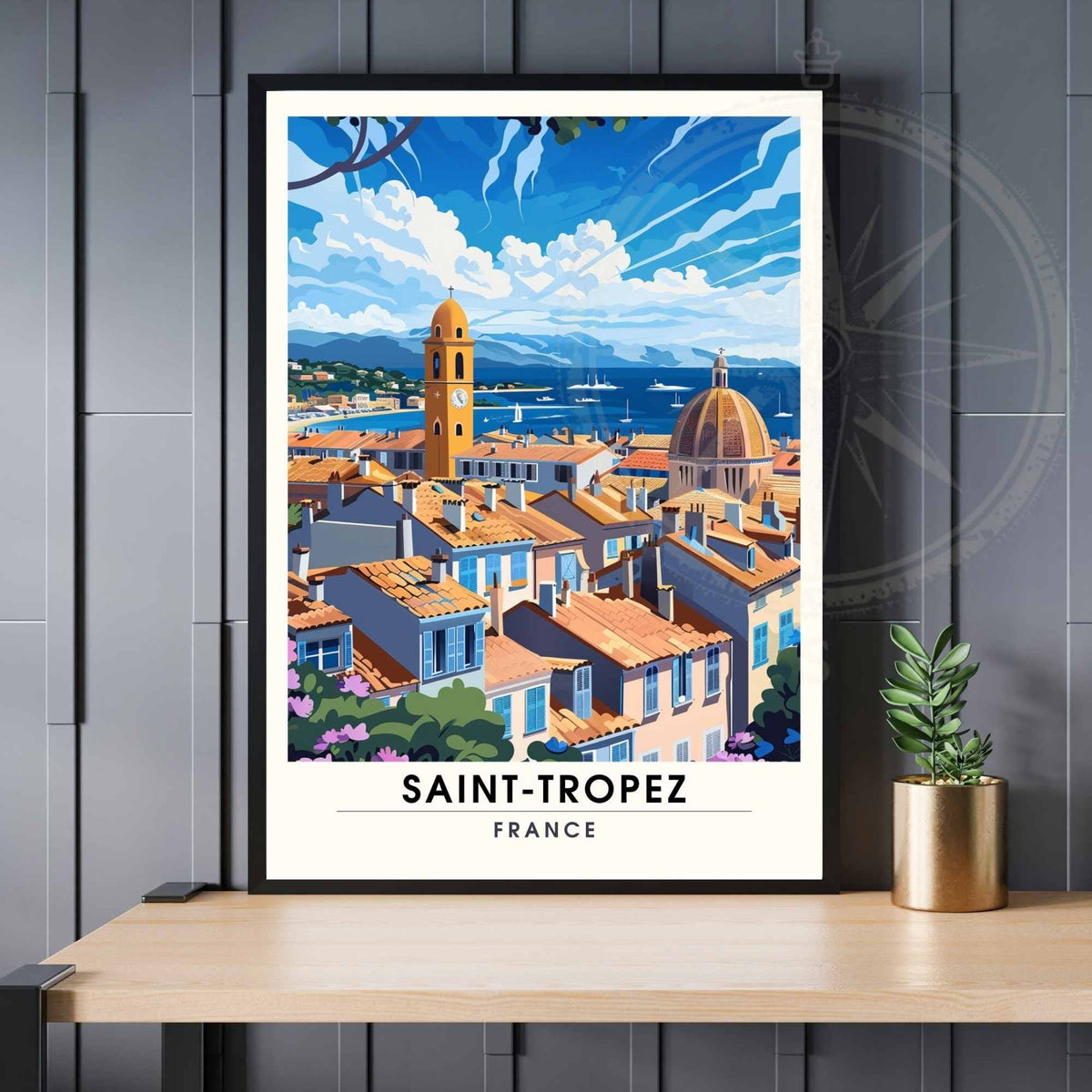 Affiche Saint-Tropez  - impression de voyage Saint-Tropez, France - Vue de ciel