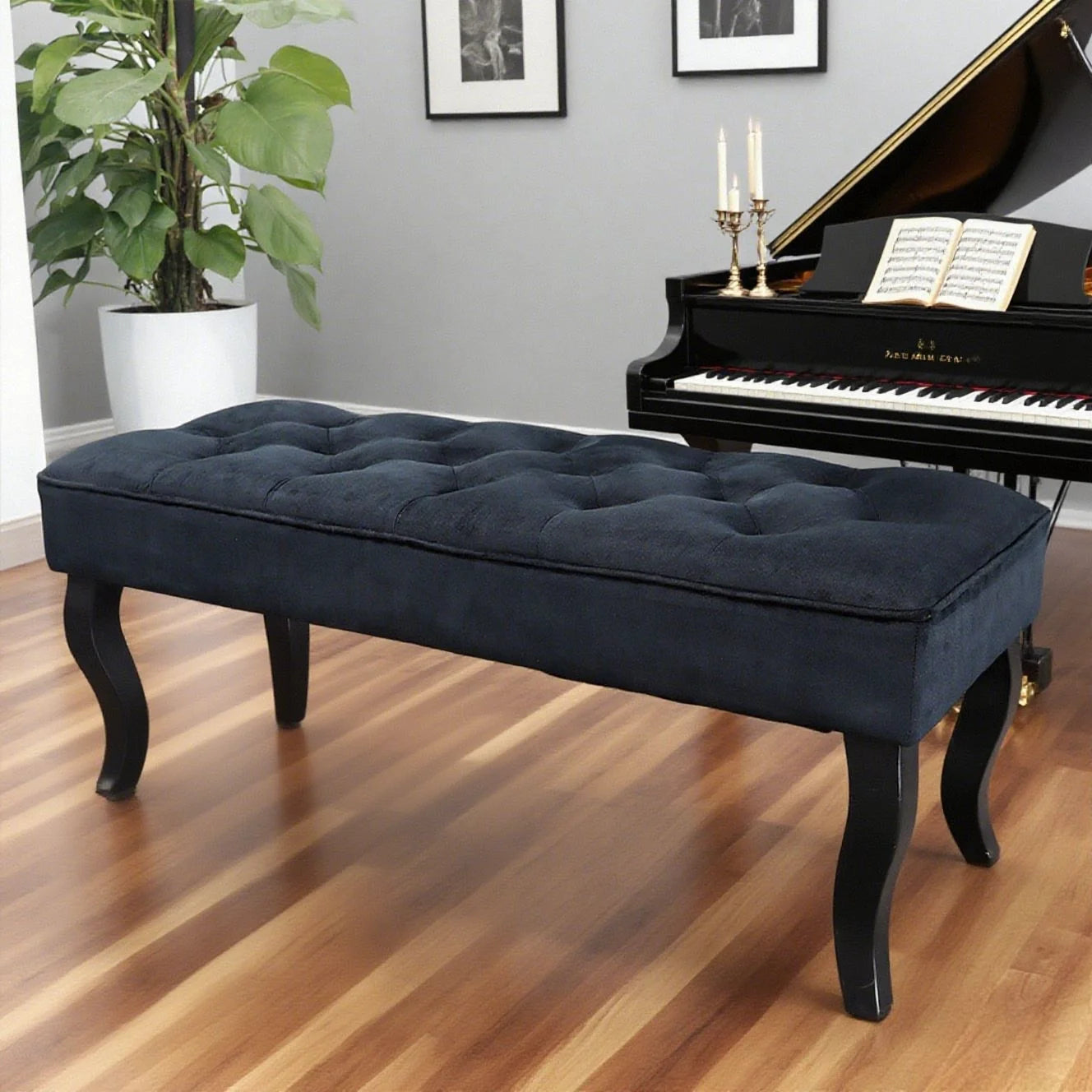 16.5" Tall Dutch Velvet Ottoman Bench