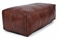 Moroccan Leather Pouf / Ottoman - Rectangular - Brown Caramel - Aya