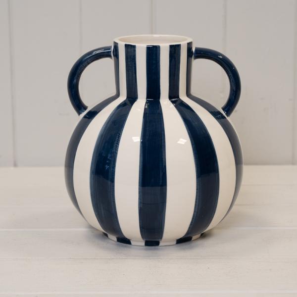 Deep Blue And White Statement Vase.