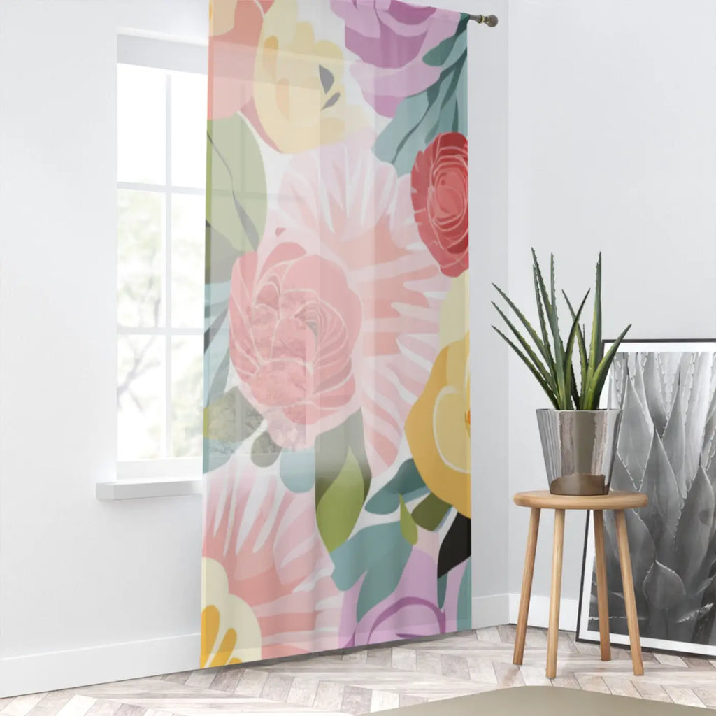 DipaliZ Window Curtain Pastel Flowers - 50x84 Polyester