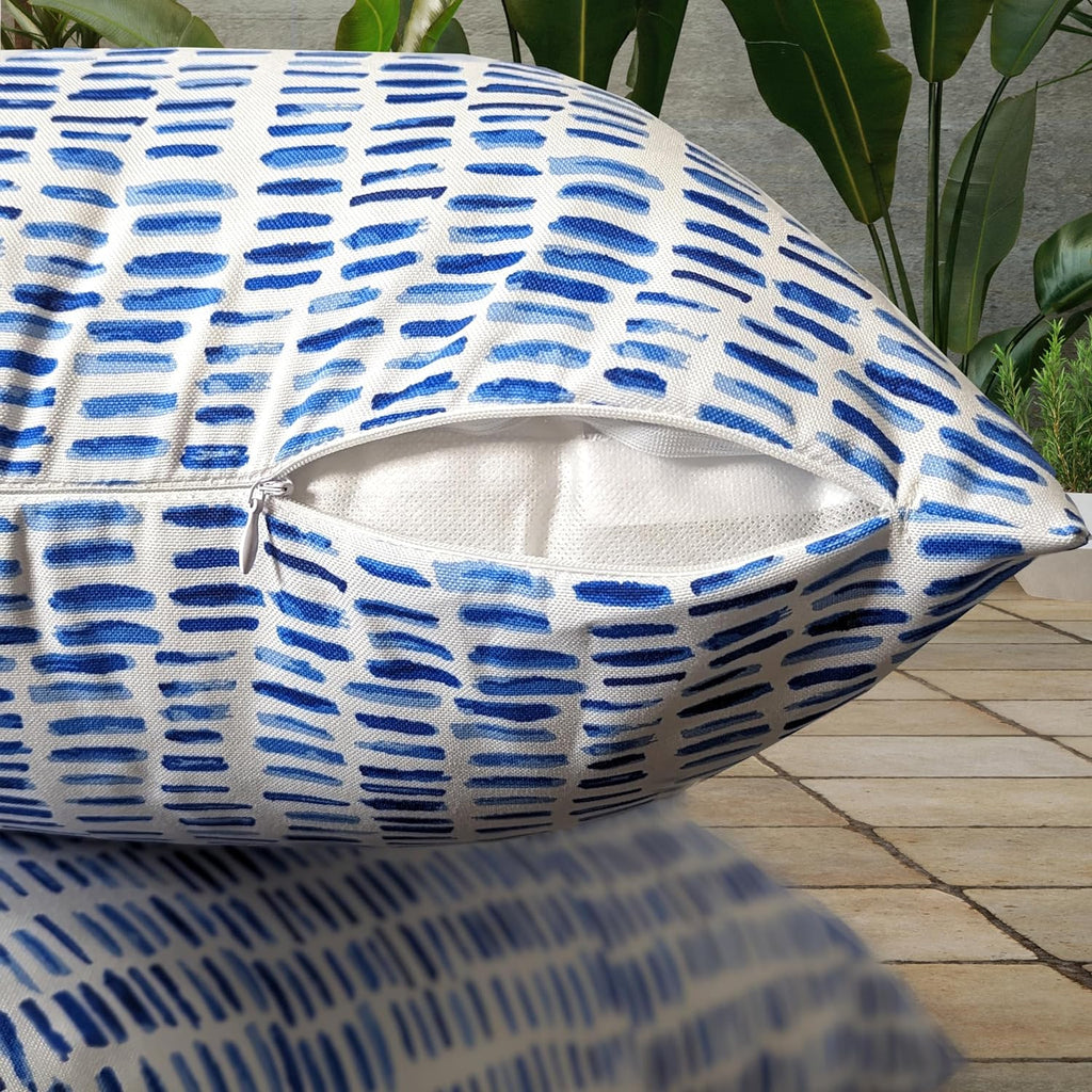 Blue Rain Outdoor Cushion Covers – 2 Pack | Coastal Patio Pillow Covers | Fits IKEA Duvholmen & Kuddarna