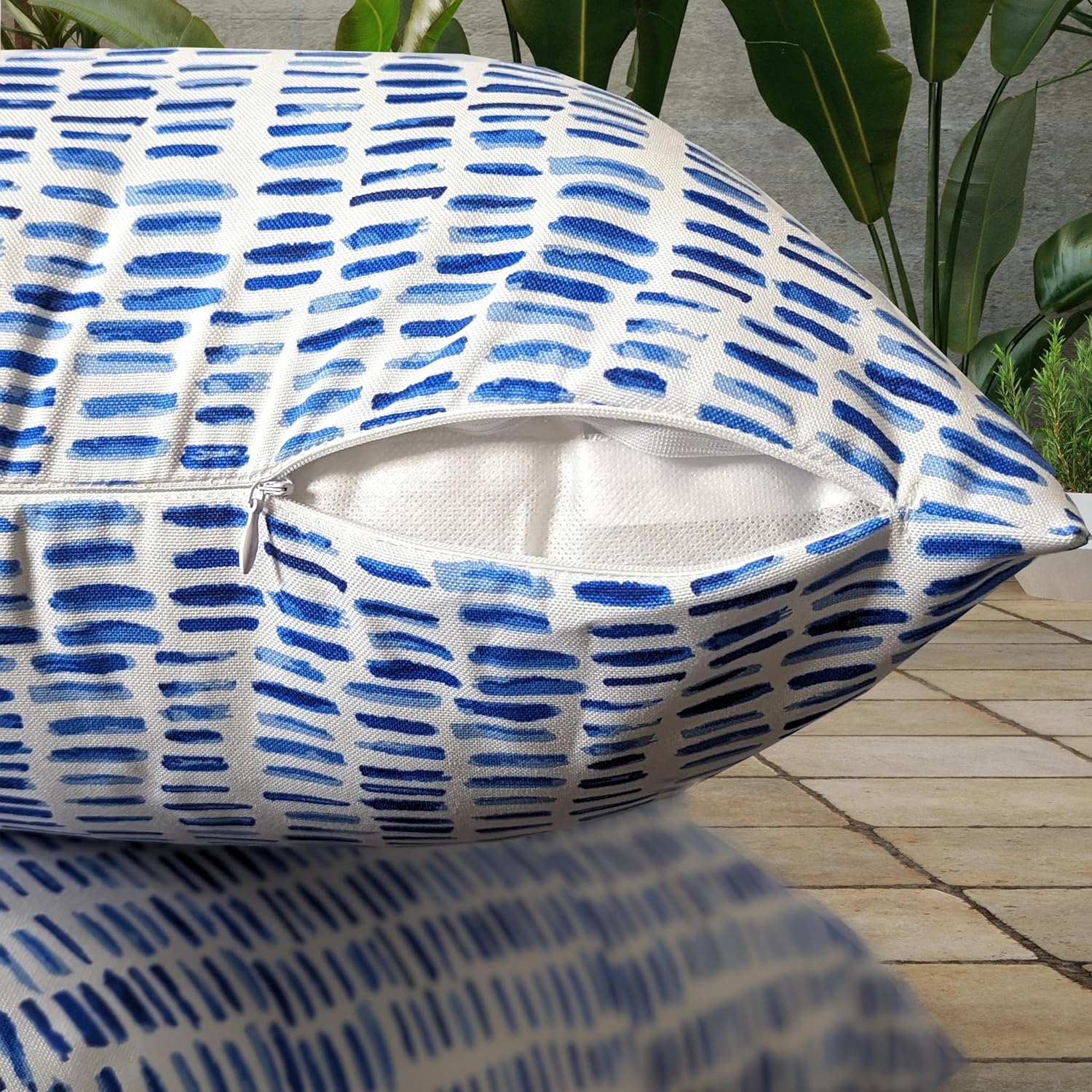 Blue Rain Outdoor Cushion Covers – 2 Pack | Coastal Patio Pillow Covers | Fits IKEA Duvholmen & Kuddarna