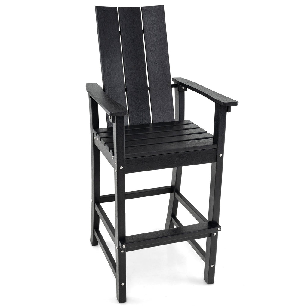 Tall Adirondack Chair Outdoor Bar Stool with Ergonomic Backrest for Backyard
