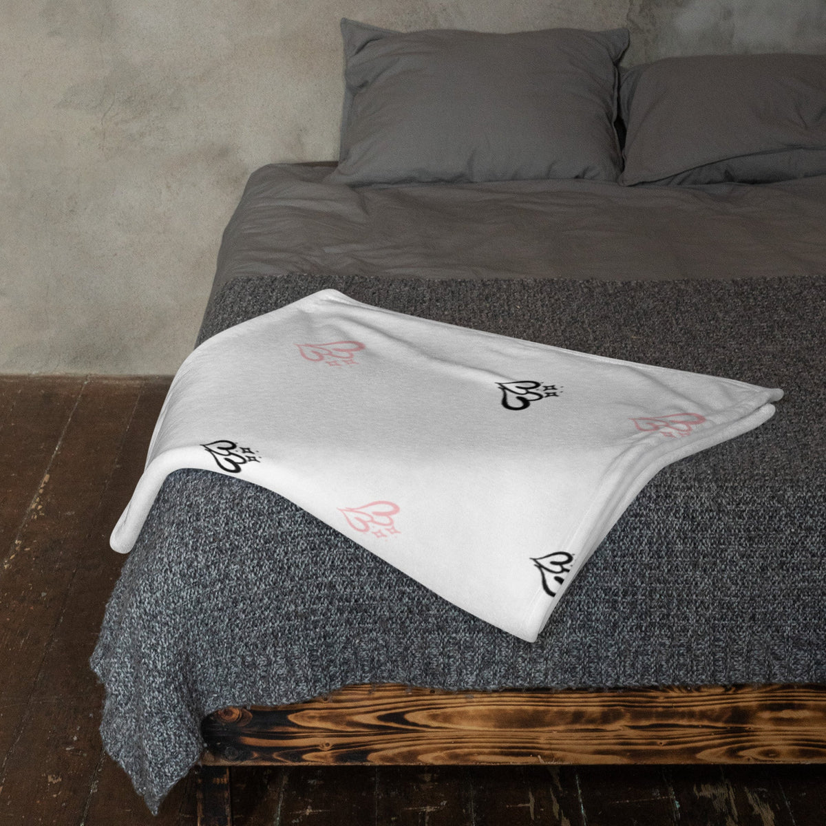 Double Hearted Throw Blanket (White)