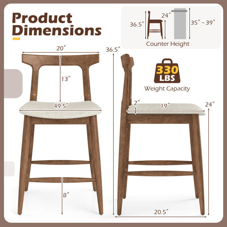 Kitchen Island with Storage with 2 Counter Height Solid Wood Bar Stools Set