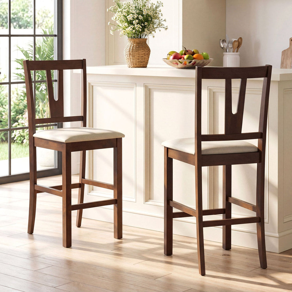 Counter Height Bar Stools with V-Back - Set of 2