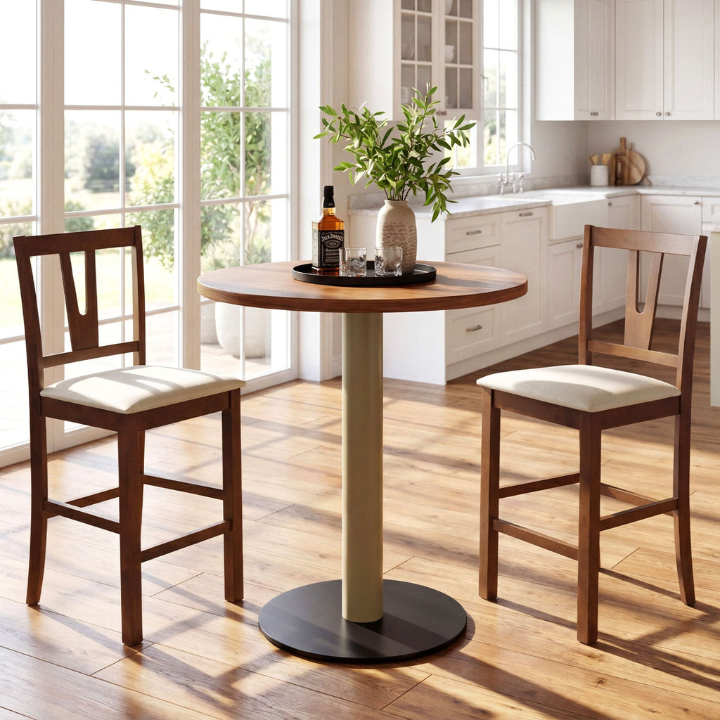 Counter Height Bar Stools with V-Back - Set of 2