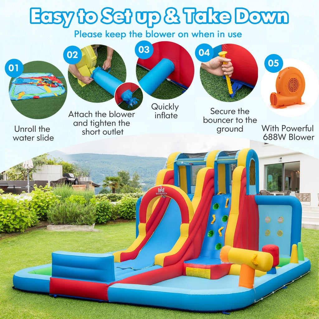 6-Piece Patio Furniture Set with Inflatable Water Slide Park