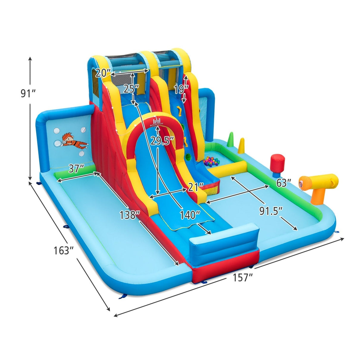 6-Piece Patio Furniture Set with Inflatable Water Slide Park