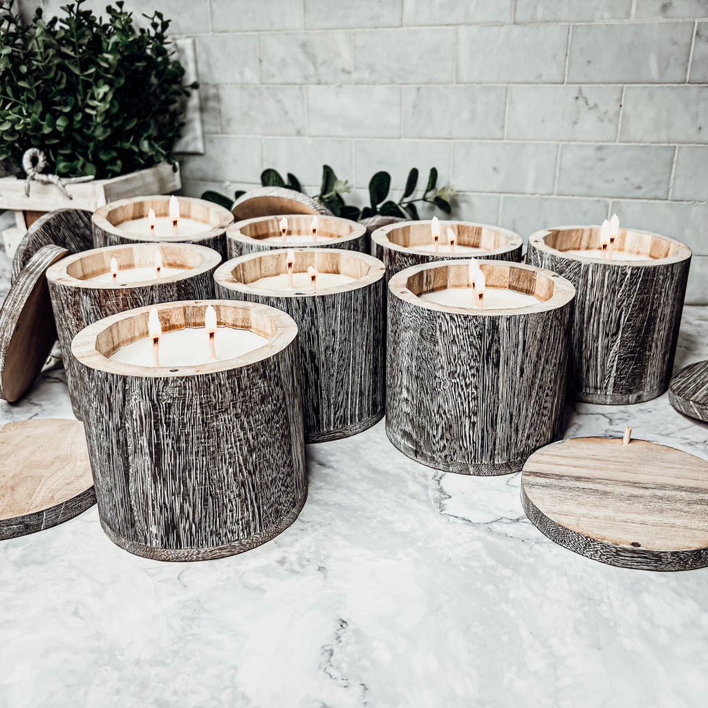 Wood Candle Vase Reusable Scented Candle Jar With Wooden Lid Multiuse