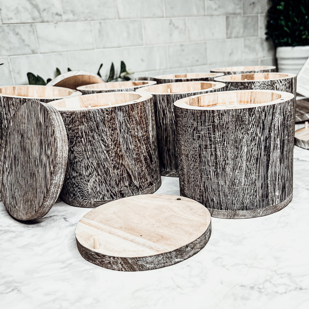 Wood Candle Vase Reusable Scented Candle Jar With Wooden Lid Multiuse