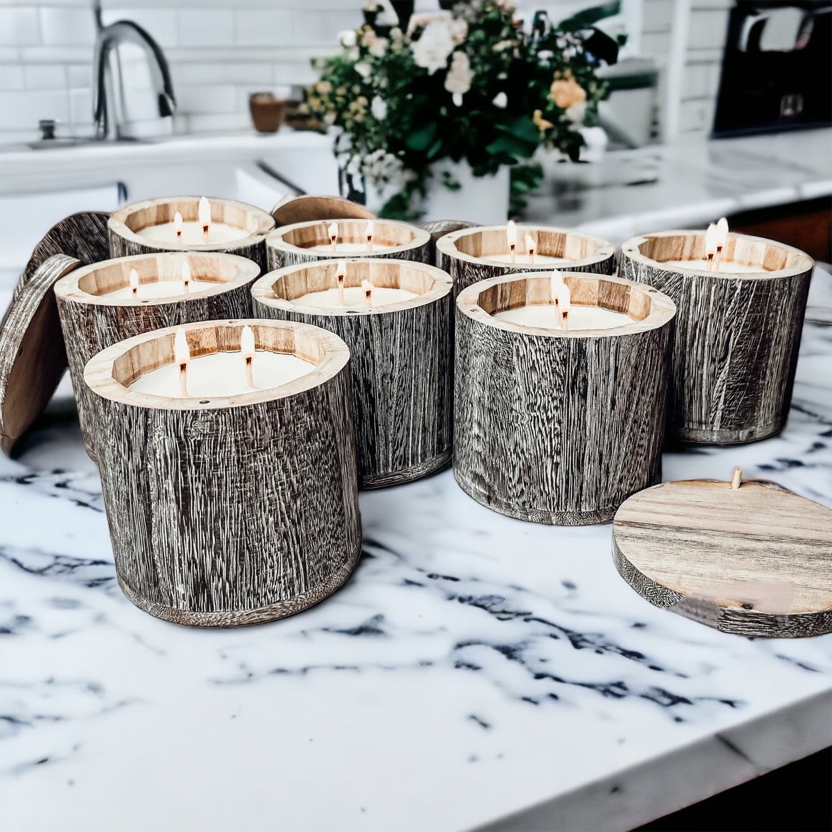 Wood Candle Vase Reusable Scented Candle Jar With Wooden Lid Multiuse