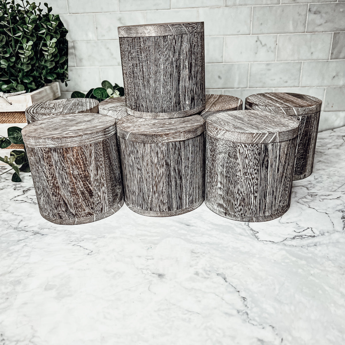 Wood Candle Vase Reusable Scented Candle Jar With Wooden Lid Multiuse
