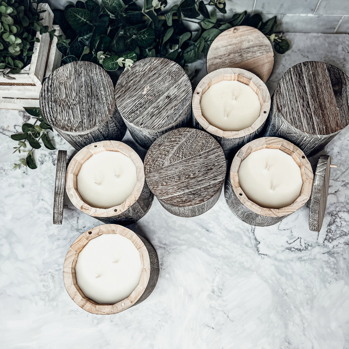 Wood Candle Vase Reusable Scented Candle Jar With Wooden Lid Multiuse